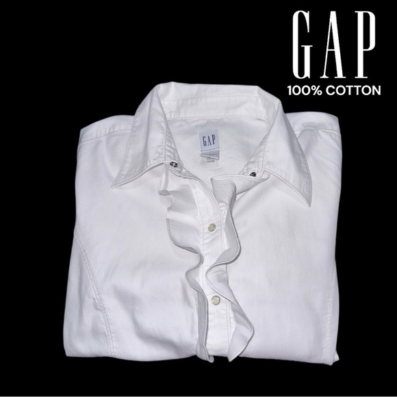 GAP (EUC) 100% Cotton Long Sleeve, Snap Button Up Top, Size Large - Picture 10 of 10